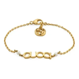 Gucci Alphabet Collection Gold White Chain Interlocking G Charm Bracelet