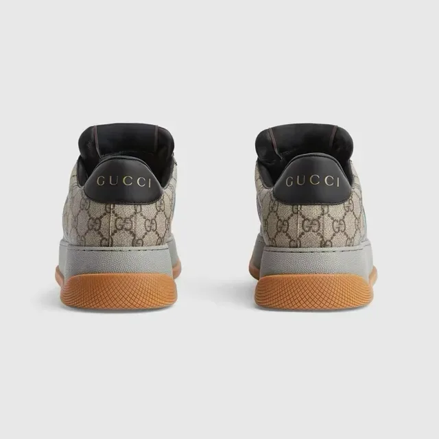 Gucci Beige Black GG Monogram Canvas Web Stripe Accent Lifestyle Sneakers 3