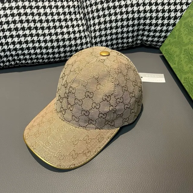 Casquette de baseball Gucci beige doré GG Supreme Monogram Web Stripe Accent 4
