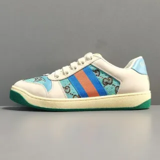 Gucci Beige Multicolor Low-Top Leather And Jacquard GG Fabric Lifestyle Sneakers