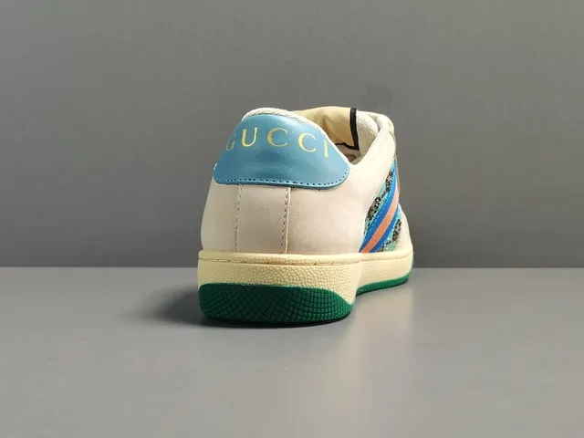 Gucci Beige Multicolor Low-Top Leather And Jacquard GG Fabric Lifestyle Sneakers 18