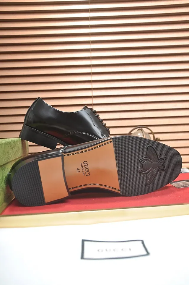 Gucci Chaussures Oxford Cuir Poli Noir Marron Bout Cap 3