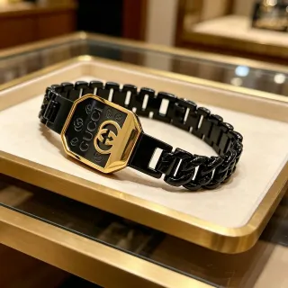 Gucci Black Ceramic and Gold-Tone Interlocking G Bracelet