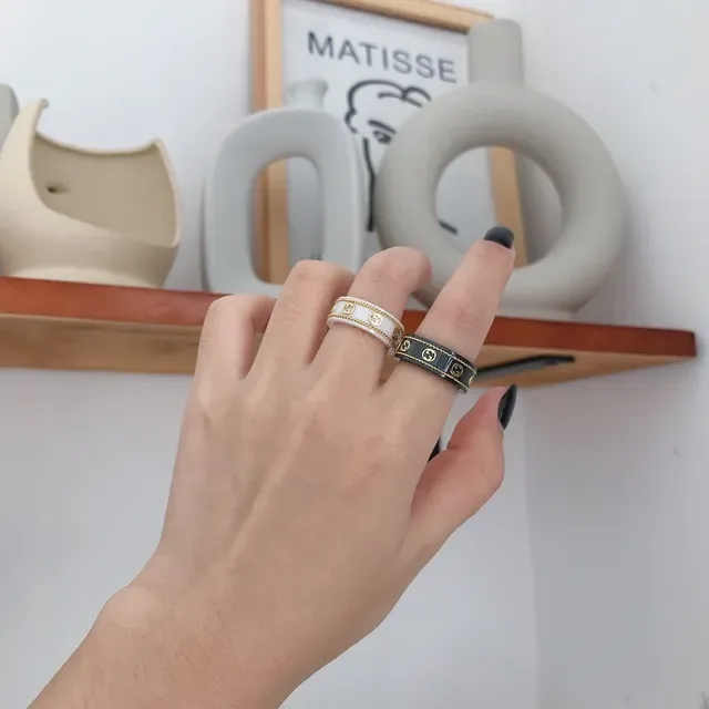 Gucci Black Gold Ceramic Interlocking G Logo Ring 3