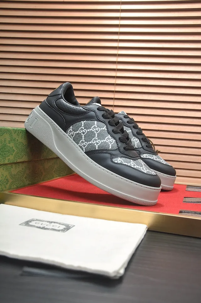 Gucci Black Gray Monogram Canvas Panel Perforated Heel Counter Lifestyle Sneakers 3