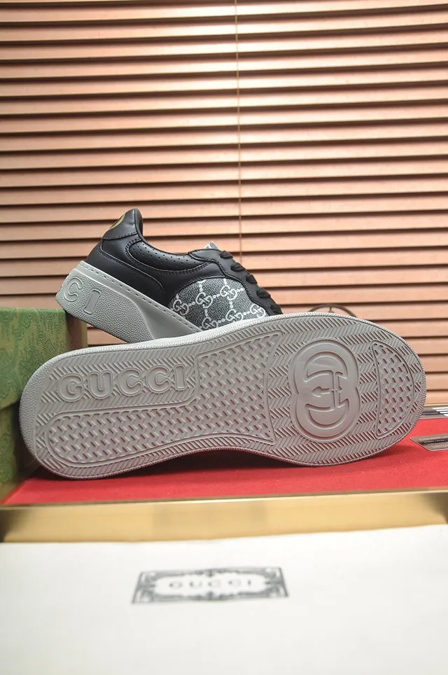 Gucci Black Gray Monogram Canvas Panel Perforated Heel Counter Lifestyle Sneakers 7