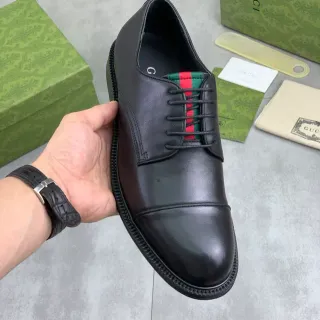 Gucci Black Multicolor Cap-Toe Rubber-Welted Sole Oxford Shoes