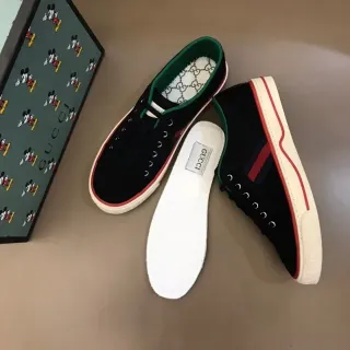 Gucci Black Red Canvas Upper Web Stripe Lifestyle Sneakers