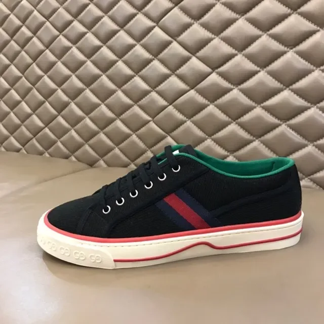 Gucci Black Red Canvas Upper Web Stripe Lifestyle Sneakers 2