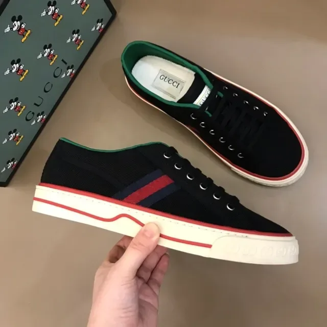 Gucci Black Red Canvas Upper Web Stripe Lifestyle Sneakers 5