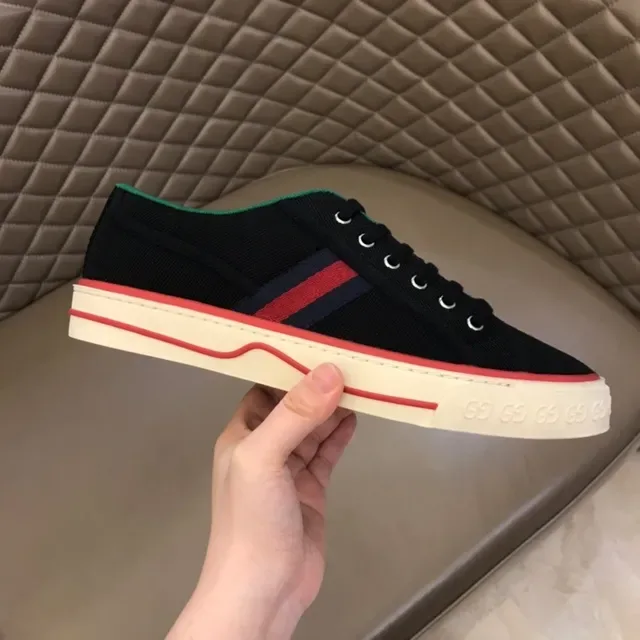 Gucci Black Red Canvas Upper Web Stripe Lifestyle Sneakers 6