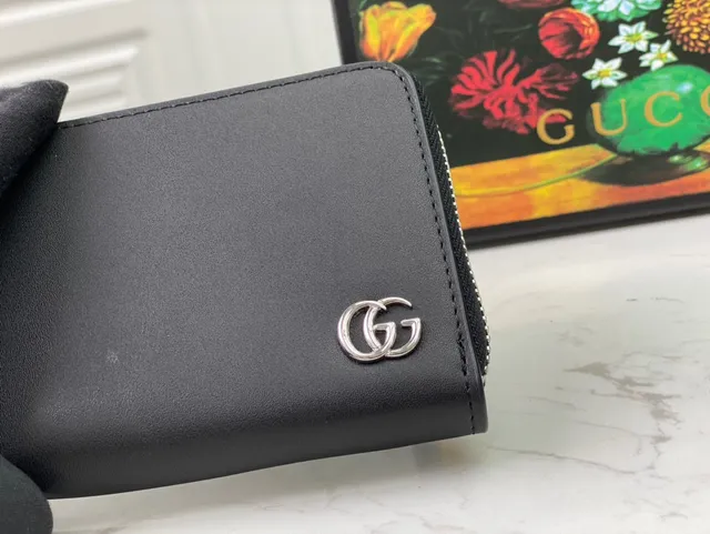 Gucci Black Silver Zip-Around Smooth Leather Long Wallet 5