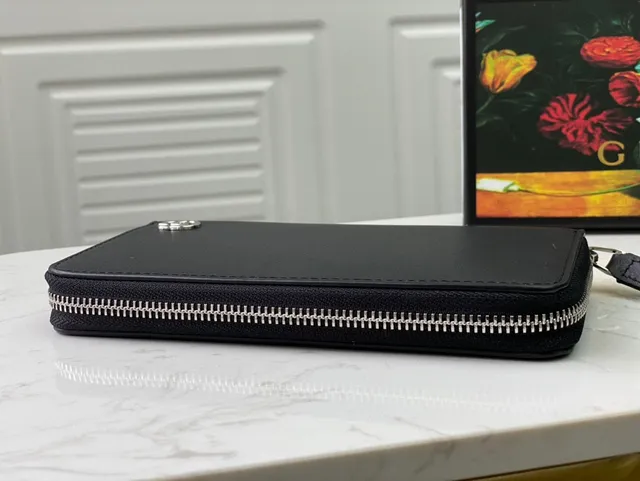 Gucci Black Silver Zip-Around Smooth Leather Long Wallet 8