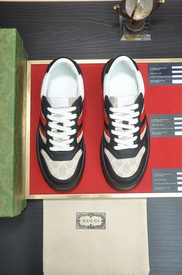 Gucci Black White Platform Sole Web Stripe Detail Lifestyle Sneakers 2