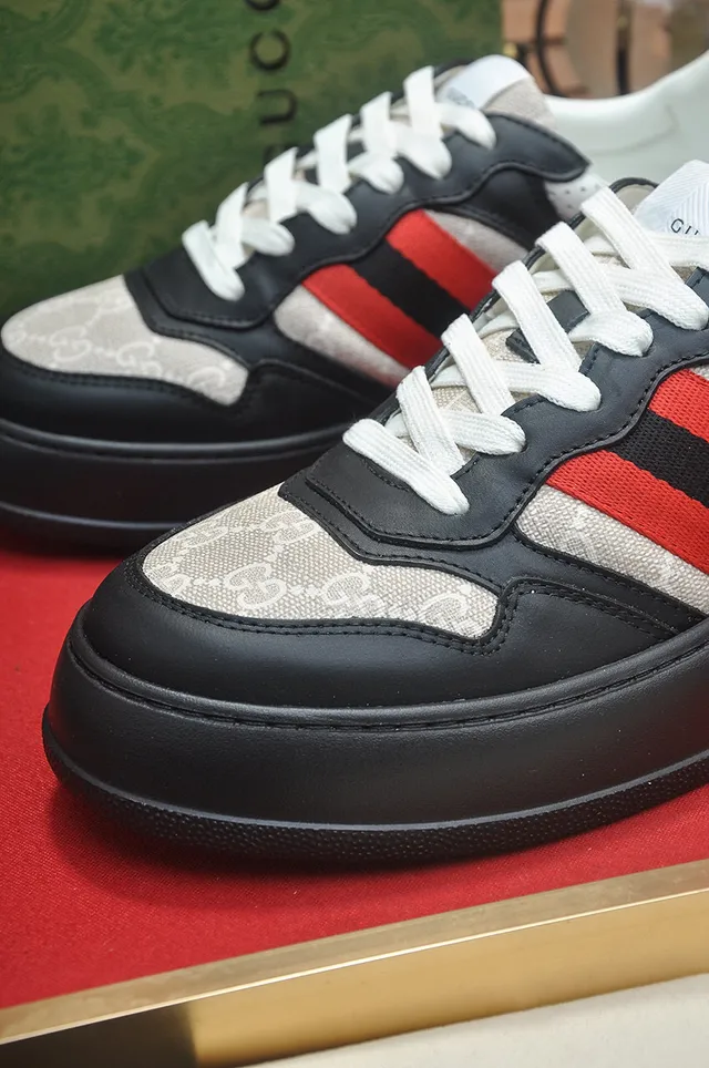Gucci Black White Platform Sole Web Stripe Detail Lifestyle Sneakers 8