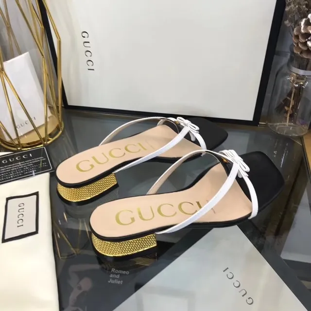 Gucci Noir Blanc Sandale Thong Lanières Croisées Sandales Casual 2
