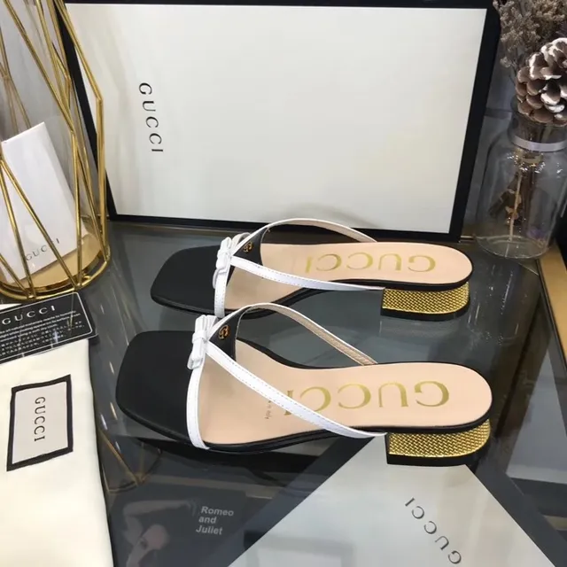 Gucci Noir Blanc Sandale Thong Lanières Croisées Sandales Casual 3