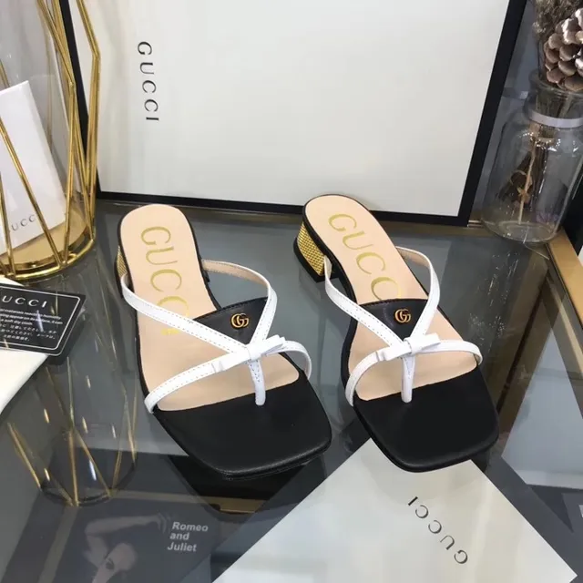 Gucci Noir Blanc Sandale Thong Lanières Croisées Sandales Casual 9