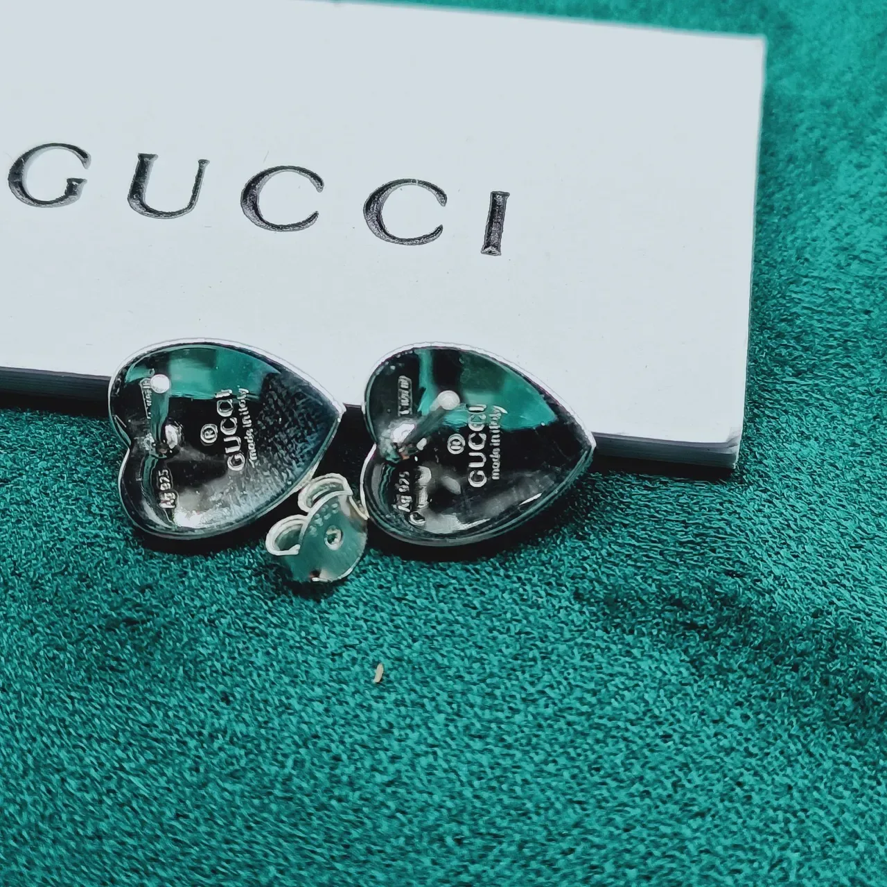 Gucci Broche coração esmaltado azul prata 2