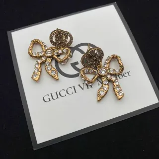 Gucci Bow Crystal-Embellished Gold-Tone Earrings