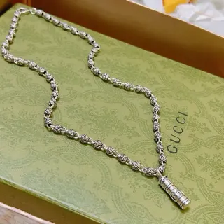 Gucci Braided Link Cylindrical Pendant Necklace