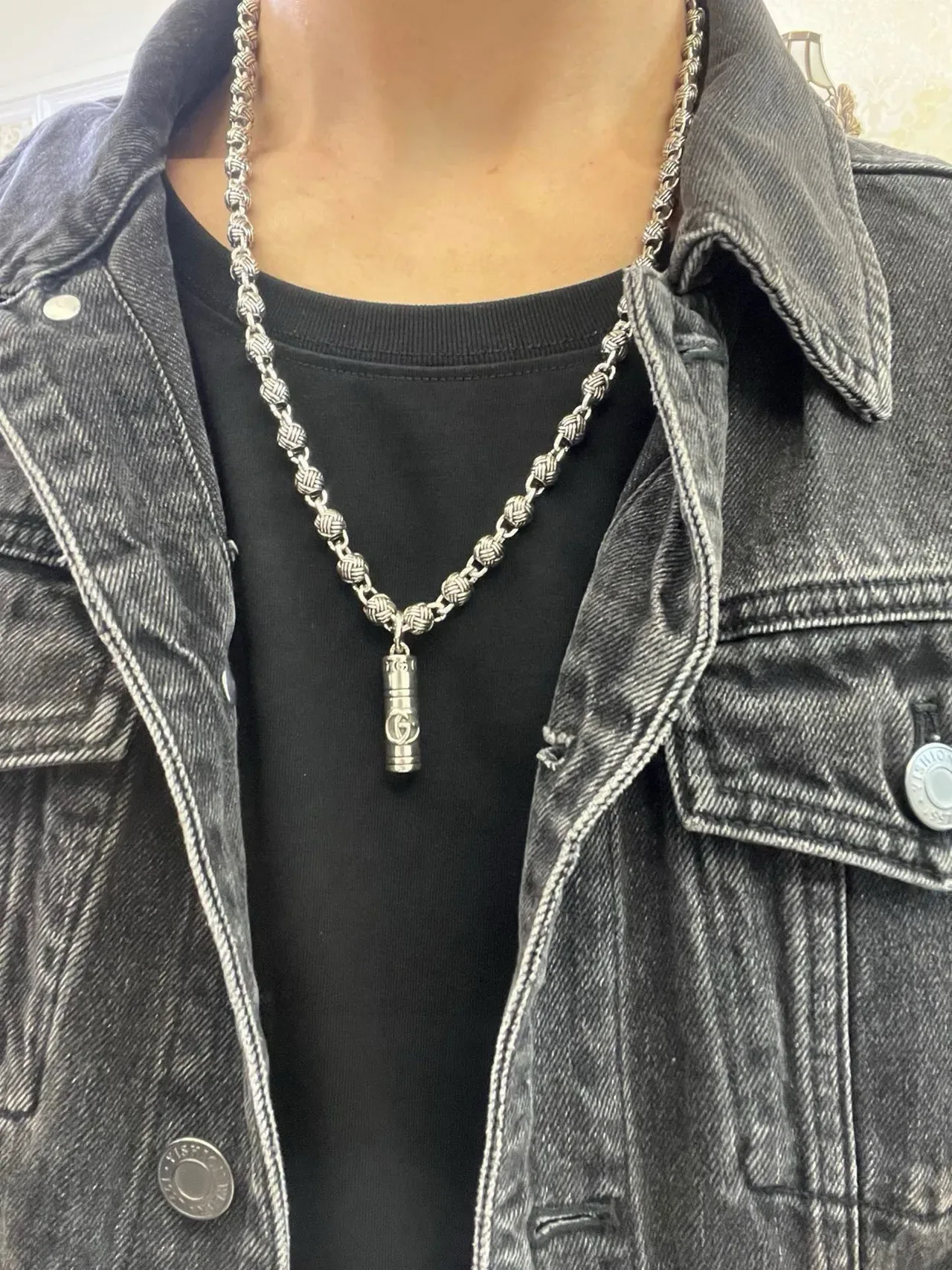 Gucci Braided Link Cylindrical Pendant Necklace 2