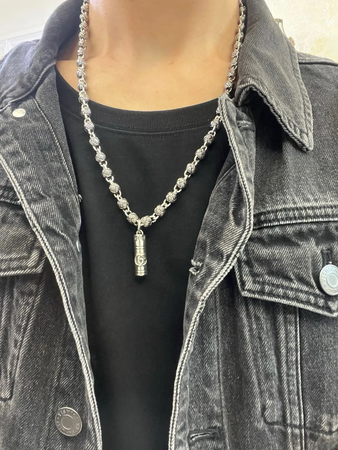 Gucci Braided Link Cylindrical Pendant Necklace 5
