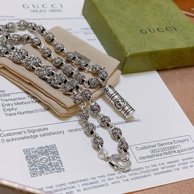 Gucci Braided Link Cylindrical Pendant Necklace 6