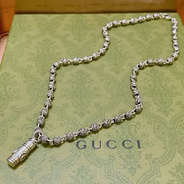 Gucci Braided Link Cylindrical Pendant Necklace 7