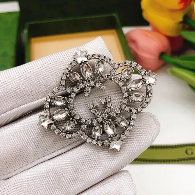 Gucci Crystal-Encrusted Interlocking GG Brooch 6