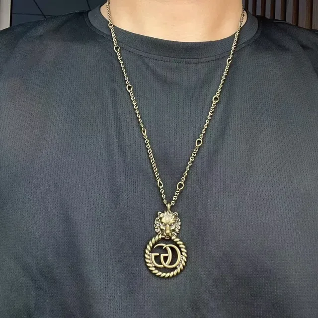 Gucci Dionysus Plata Morado Motivos Cabeza de León Interlocking GG Logo Collar 2