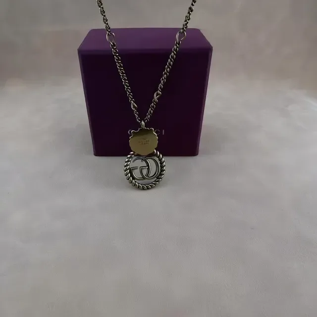 Gucci Dionysus Plata Morado Motivos Cabeza de León Interlocking GG Logo Collar 3