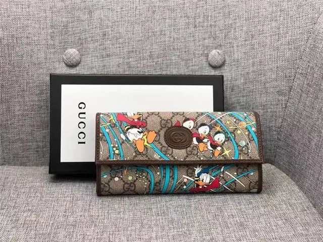 Gucci Disney Collaboration Beige Multicolor GG Monogram Canvas Character Print Long Wallet 1