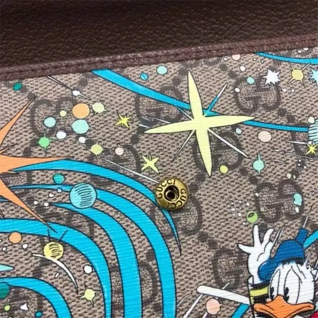 Gucci Disney Collaboration Beige Multicolor GG Monogram Canvas Character Print Long Wallet 4