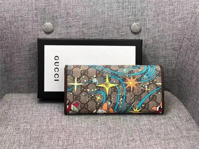 Gucci Disney Collaboration Beige Multicolor GG Monogram Canvas Character Print Long Wallet 5