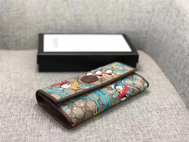 Gucci Disney Collaboration Beige Multicolor GG Monogram Canvas Character Print Long Wallet 6