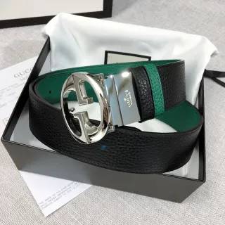 Gucci Double G Belt Black and Green Reversible Leather Belt