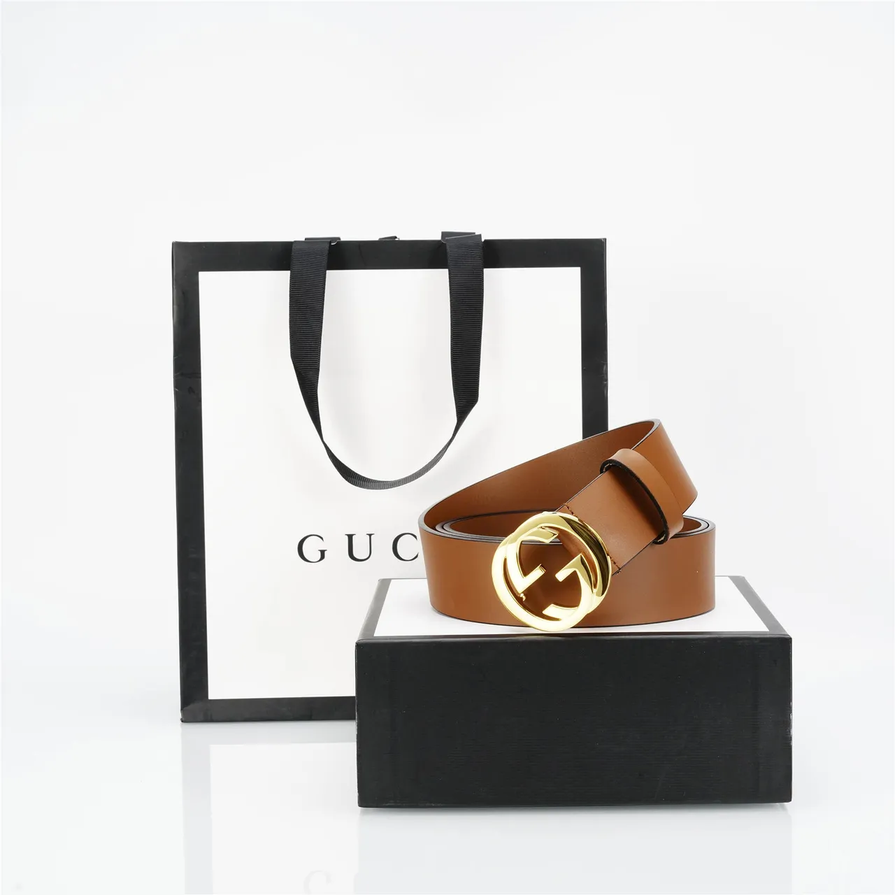 Gucci Double G Belt Brown Gold Smooth Interlocking Buckle Leather Belt 5