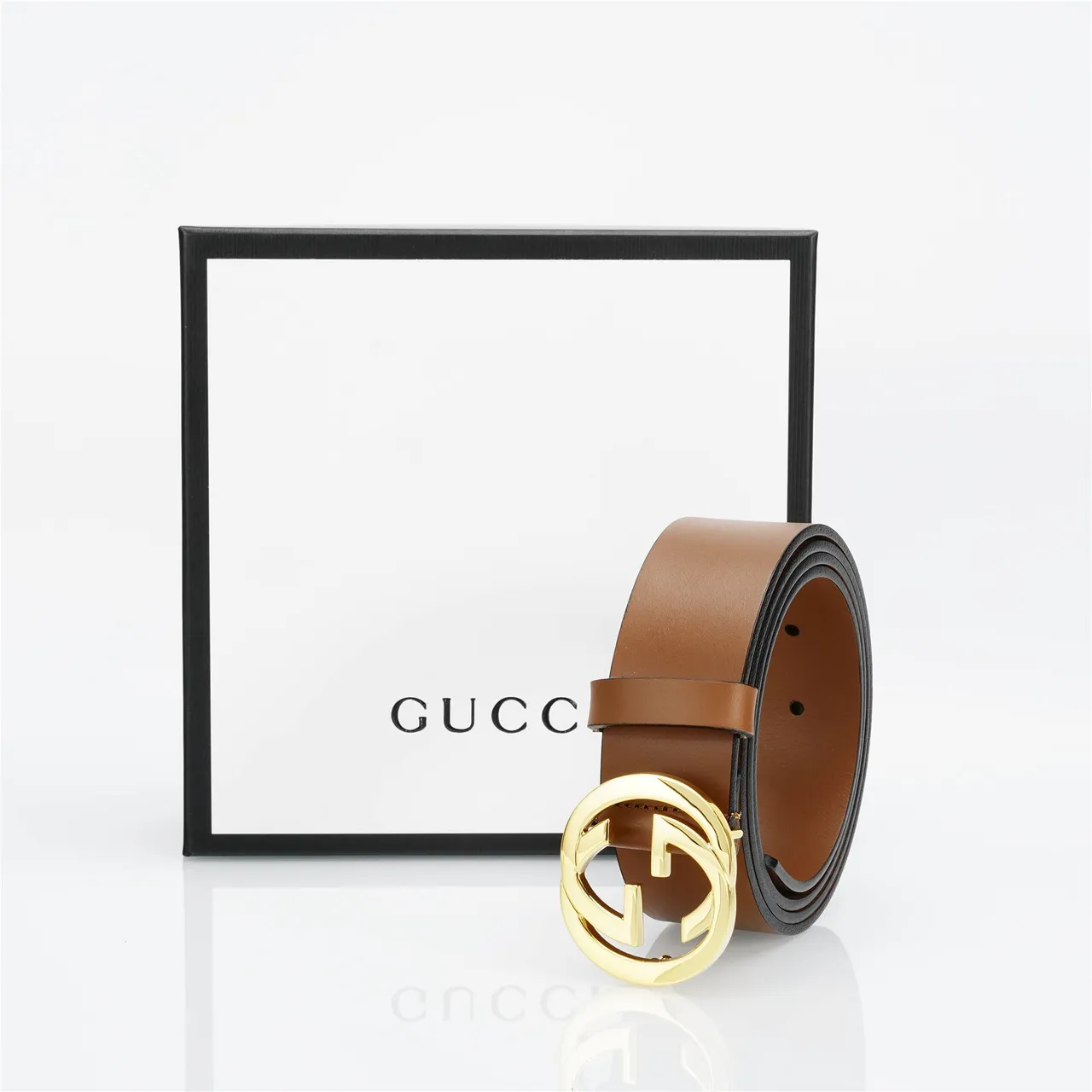 Gucci Double G Belt Brown Gold Smooth Interlocking Buckle Leather Belt 6