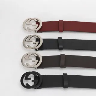 Gucci Double G Belt Burgundy Black Interlocking Buckle Smooth Strap Leather Belt