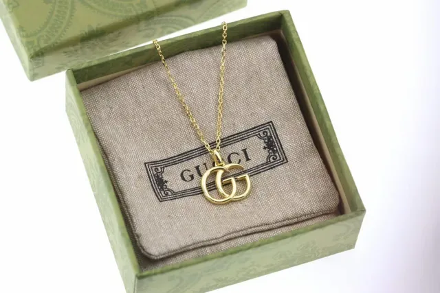 Gucci Double G Gold-Tone Interlocking Pendant Necklace 3