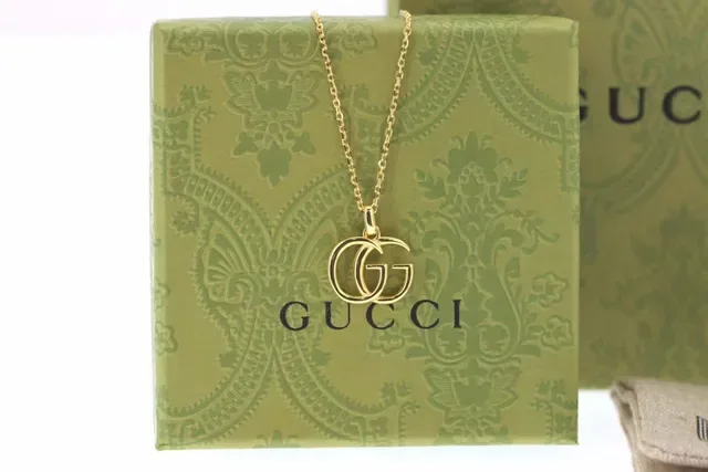 Gucci Double G Gold-Tone Interlocking Pendant Necklace 7