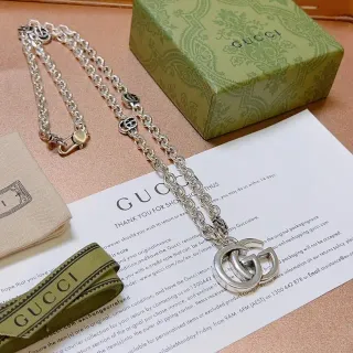 Gucci Double G Interlocking Logo سلسلة فضية