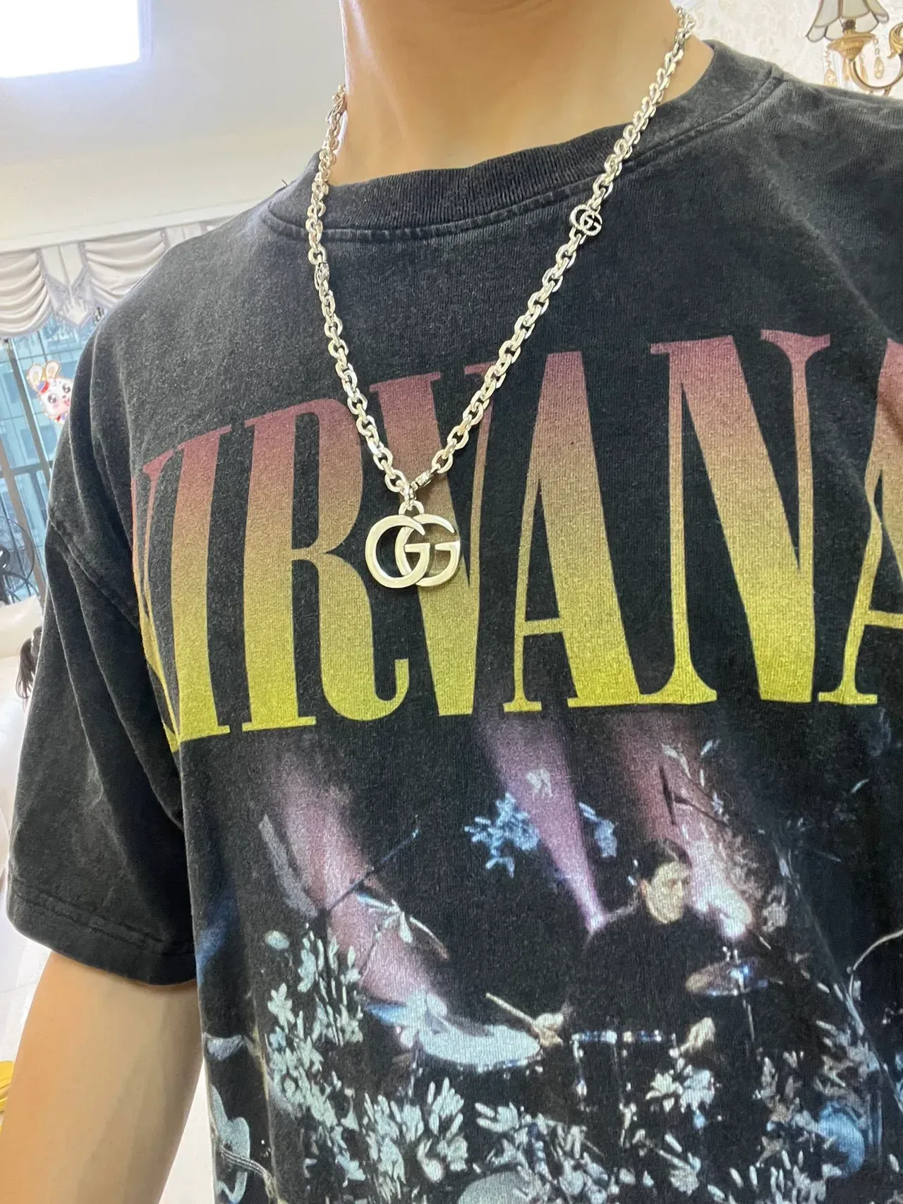 Gucci Double G Interlocking Logo Silver Chain Necklace 5