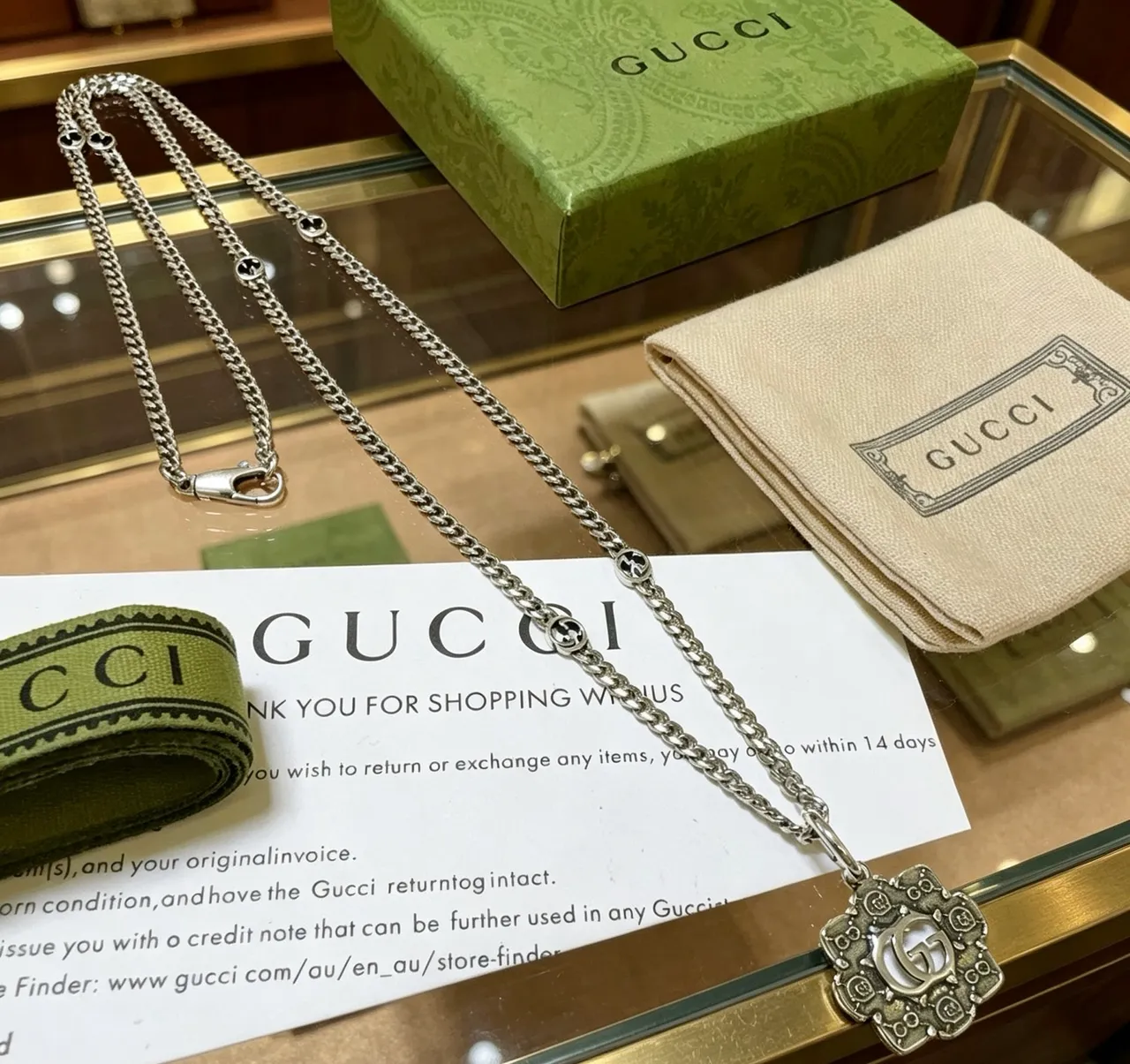 Gucci Floral GG Interlocking G Pendant Necklace 7