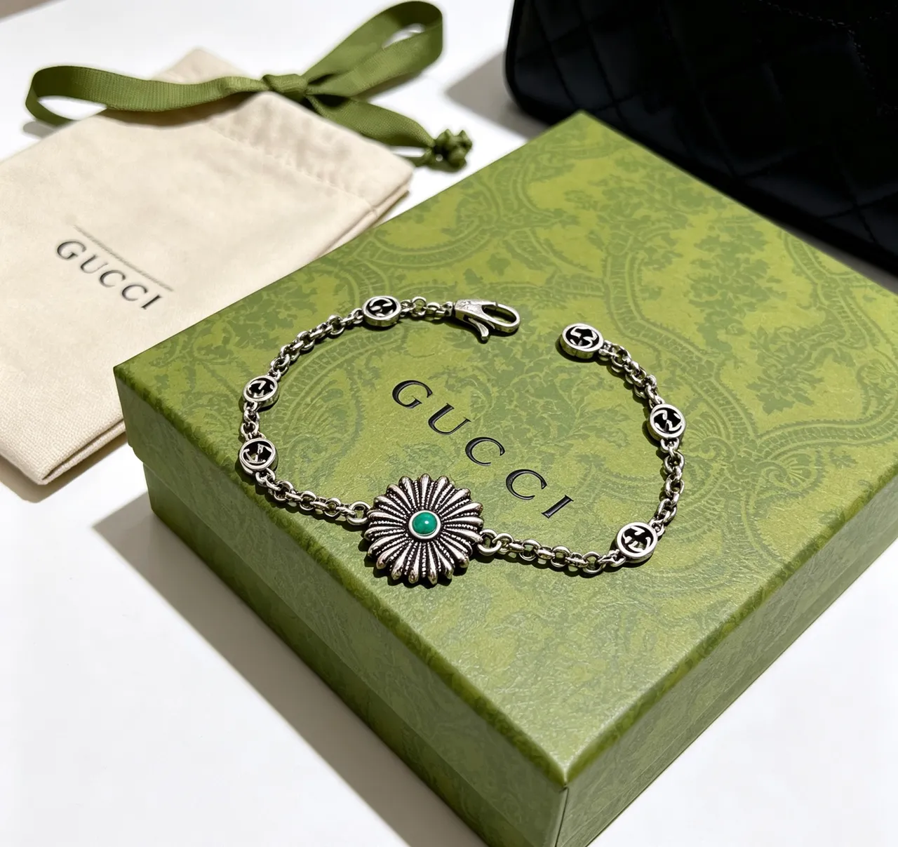 Gucci Floral Medallion Turquoise Charm Bracelet 2