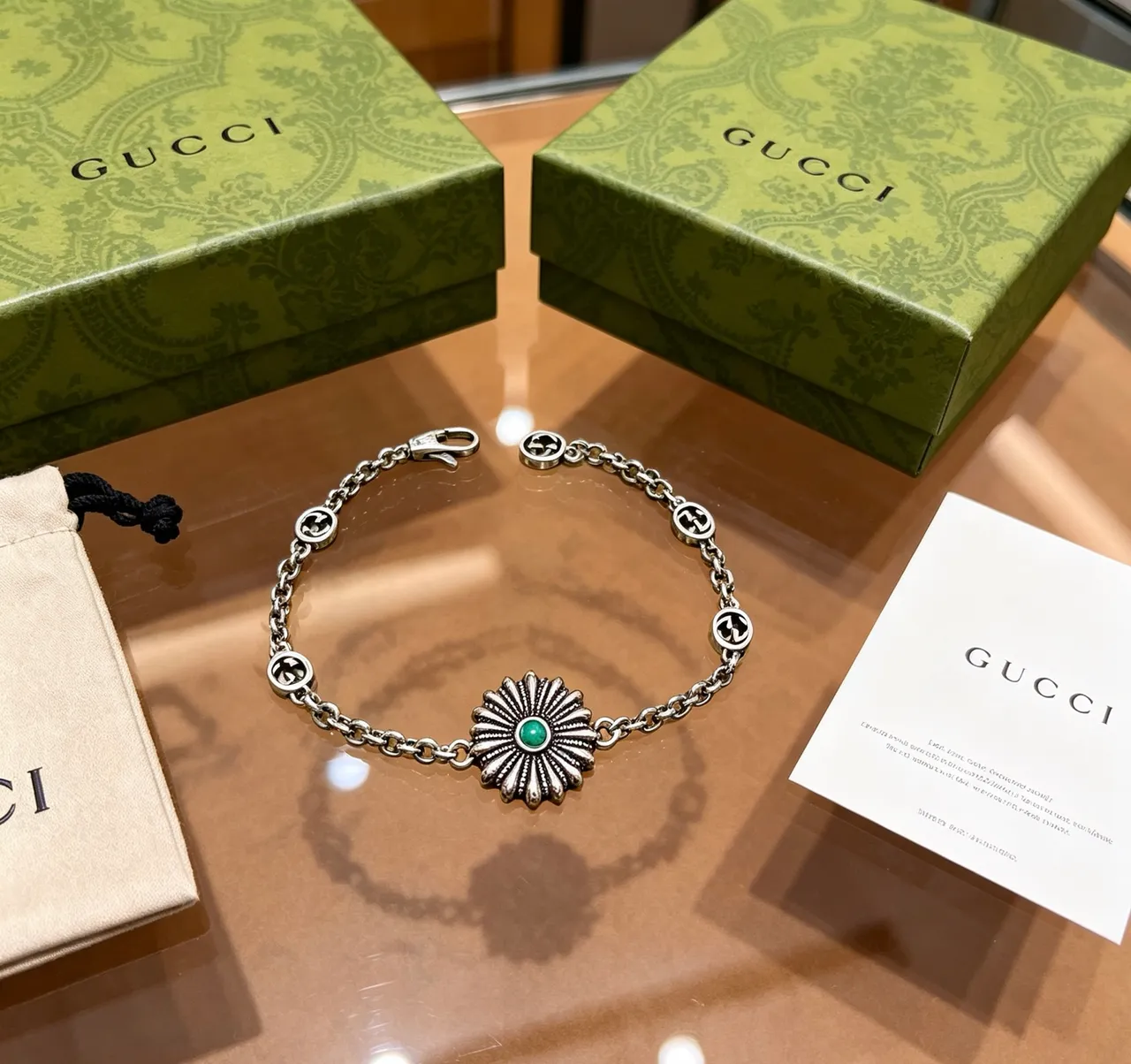 Gucci Floral Medallion Turquoise Charm Bracelet 5