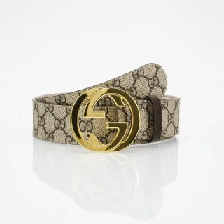 Gucci GG Marmont Beige and Black GG Monogram Leather Belt