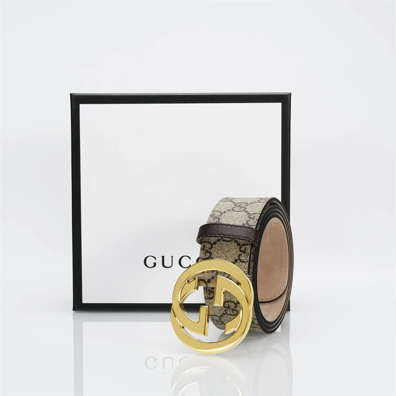 Gucci GG Marmont Beige and Black GG Monogram Leather Belt 6