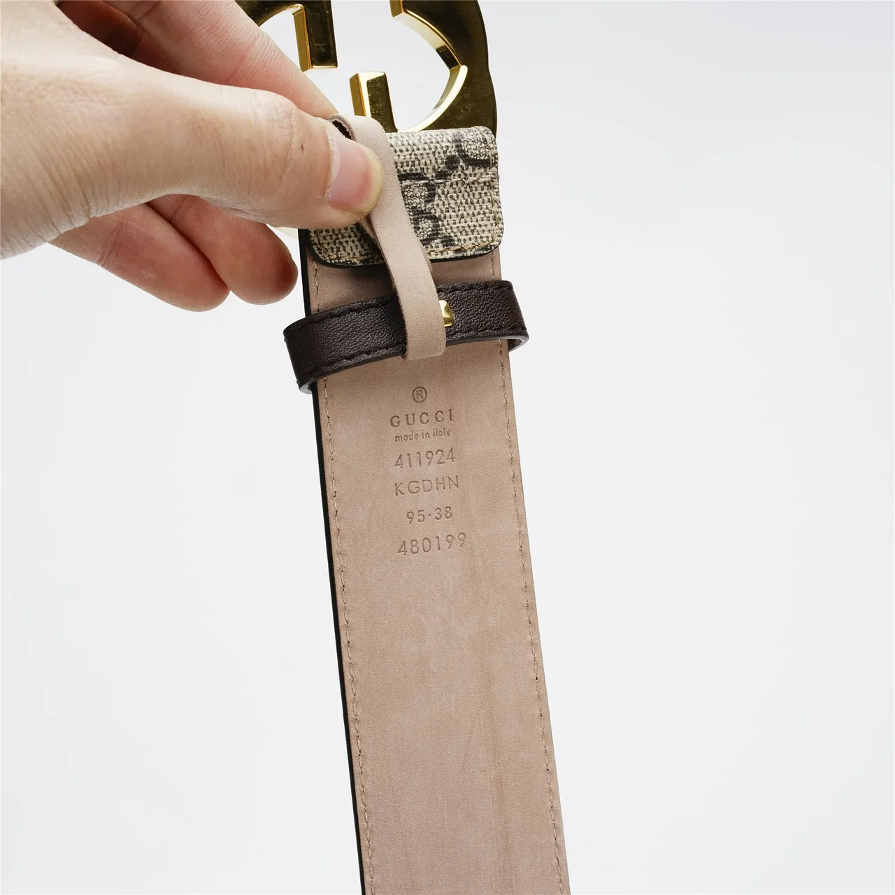 Gucci GG Marmont Beige and Black GG Monogram Leather Belt 8